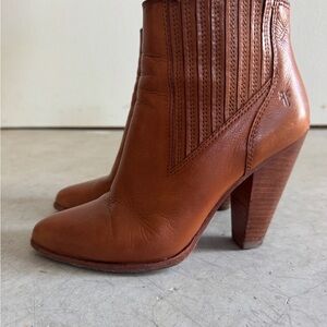 Frye Tan Leather Heeled Boots